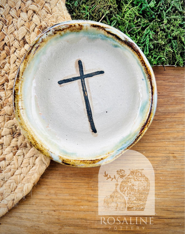 Rosaline Pottery Cross Trinket