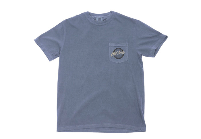 Old Row Camo Circle Logo Pocket Tee-blue jean
