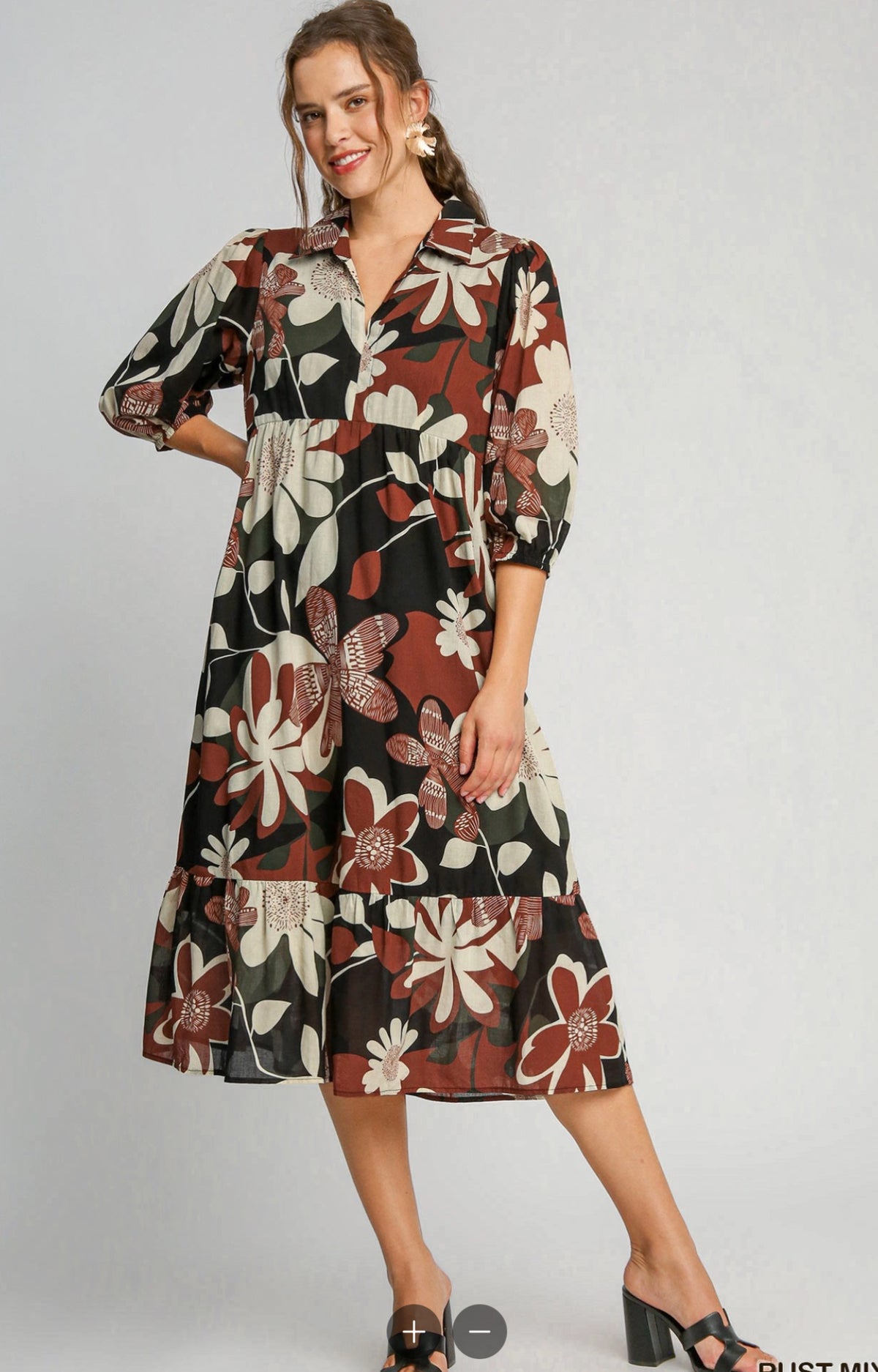 Floral Abstract Print Tiered Dress