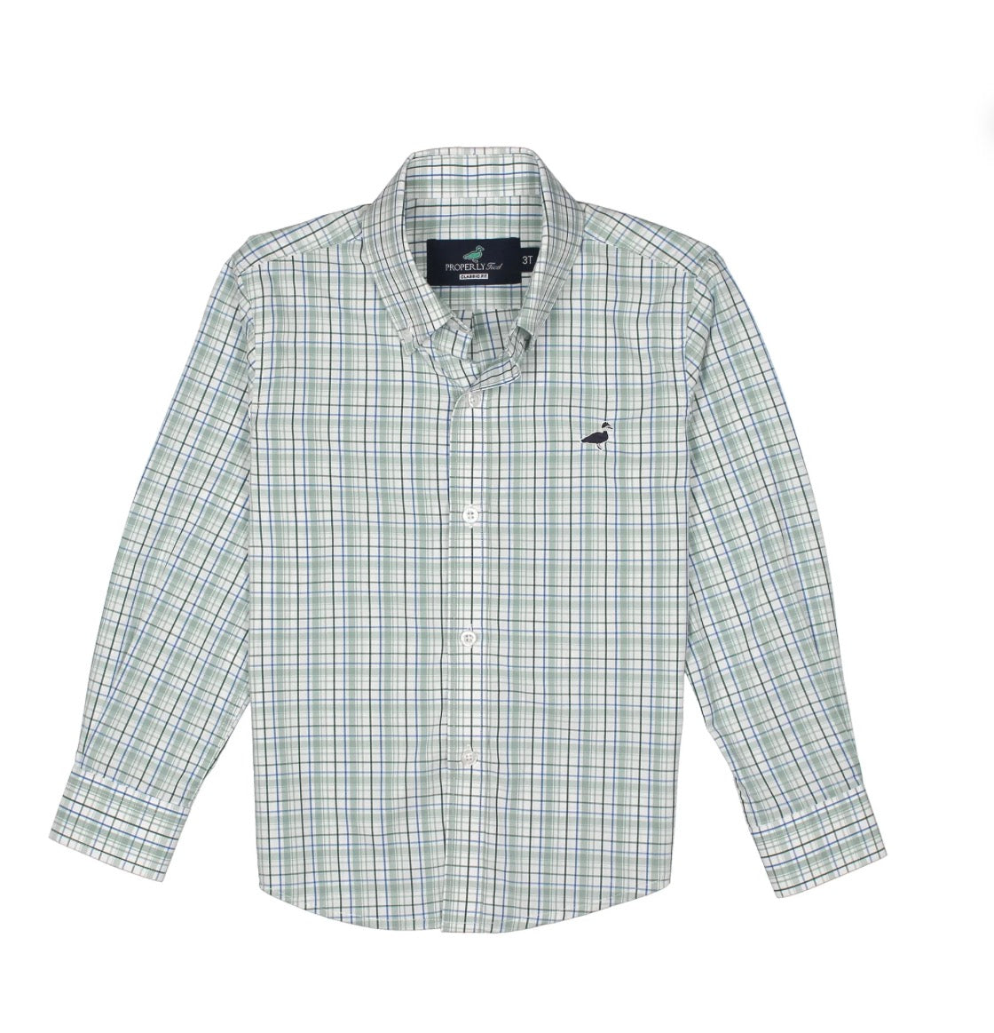 Properly Tied Boys Seasonal Sportshirt Sage Stream