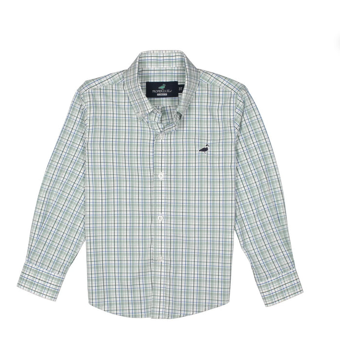 Properly Tied Boys Seasonal Sportshirt Sage Stream