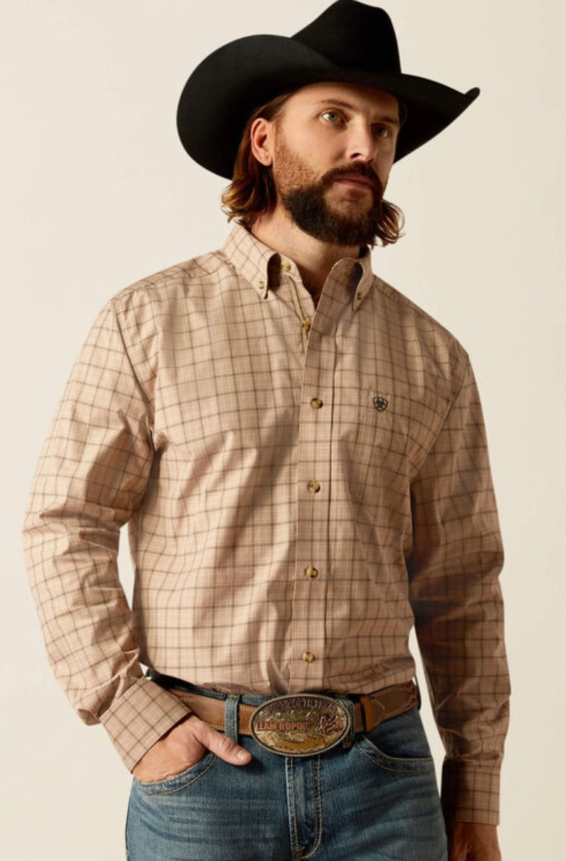 Ariat-Pro Series Trey Classic Fit Shirt-Khaki