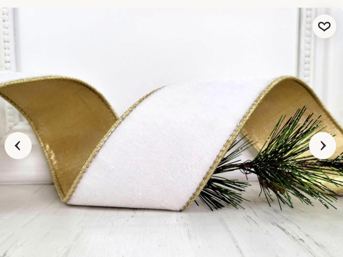 D. Stevens 6”X70” Velvet Plain Banner Gold back Winter White
