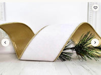 D. Stevens 6”X70” Velvet Plain Banner Gold back Winter White