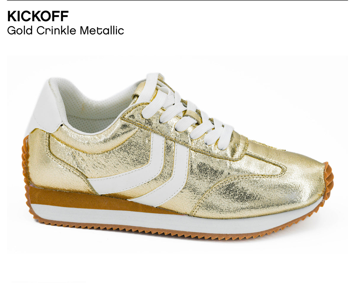 Corkys Kickoff Gold Crinkle Metallic Sneakers