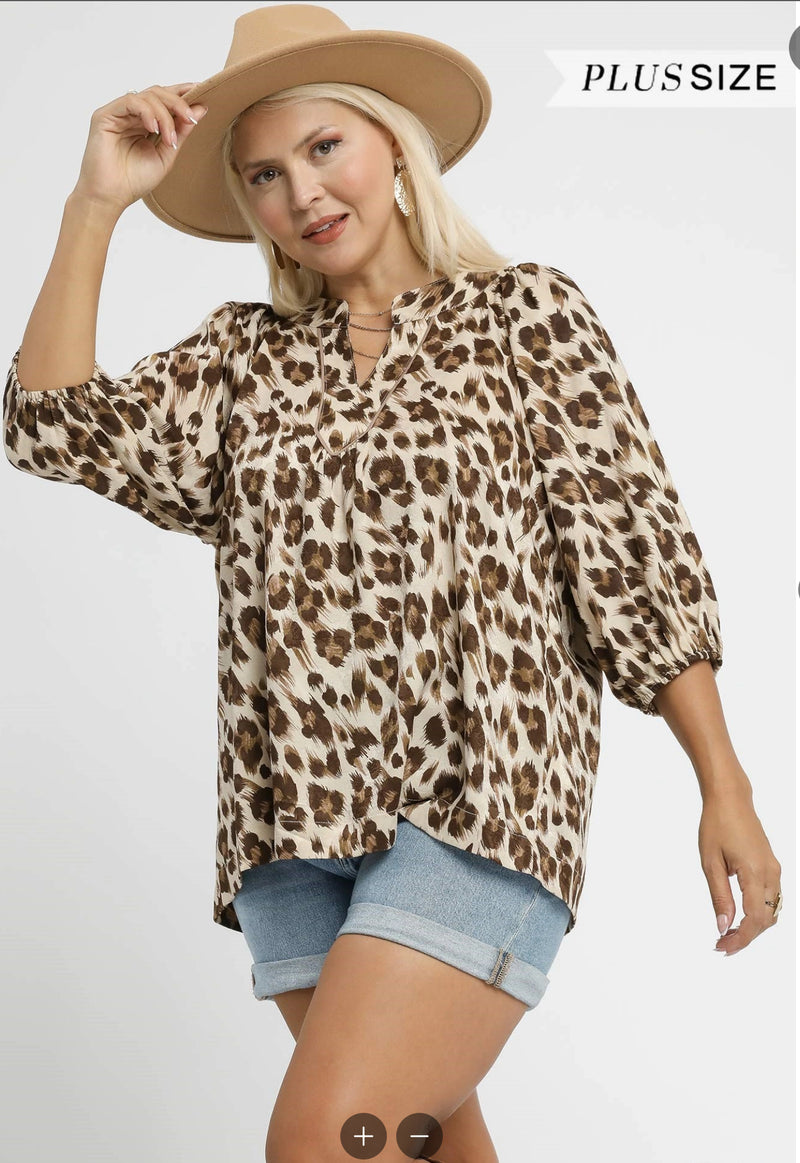 Leopard Print V-Neck Blouse
