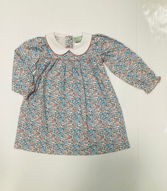Sage & Lilly Pink / Blue Floral Peter Pan Dress