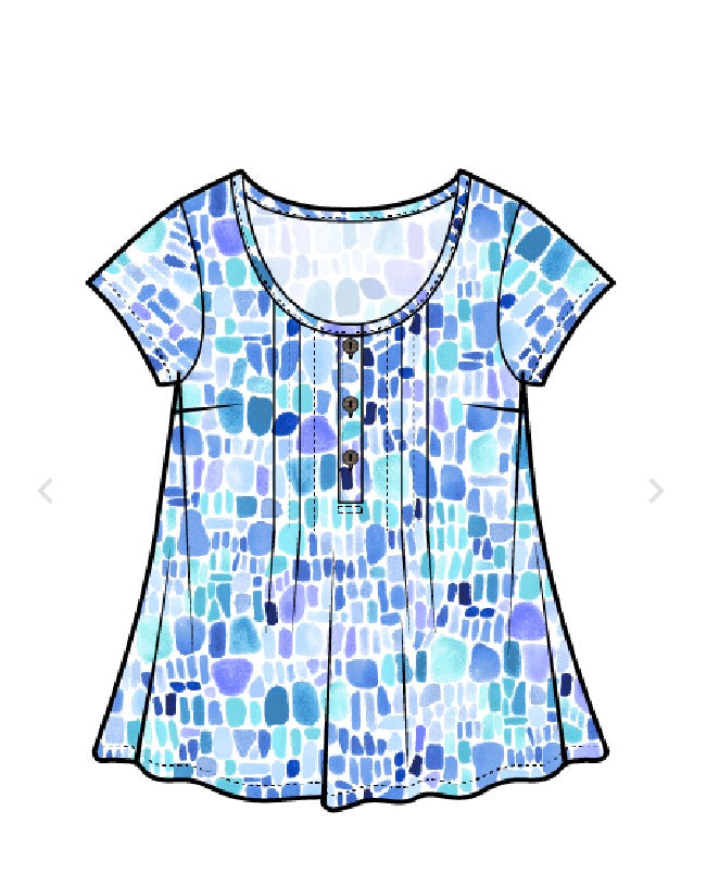 ESCAPE REGATTA RAYON SEAGLASS PLEATED PULLOVER