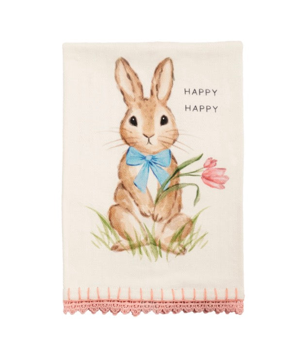 Mudpie HAPPY HAPPY TRIM TOWELS