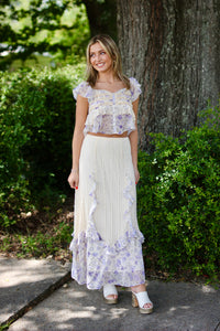Floral Ruffle Lace Top & Skirt set