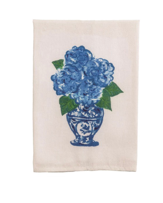 Mudpie Hand-painted white cotton towel.
