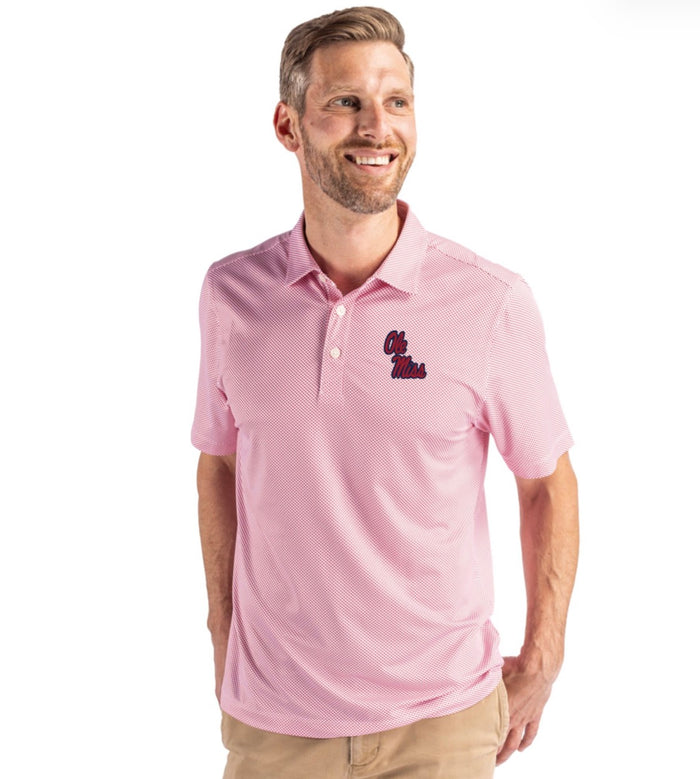 Ole Miss Rebels Cutter & Buck Pike Recycled Symmetry Print Mens Polo