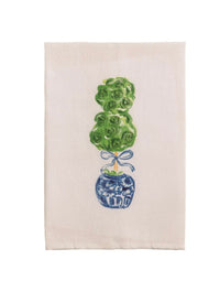 Mudpie Hand-painted white cotton towel.