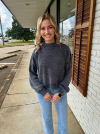 Washed Mock Neck Sweater