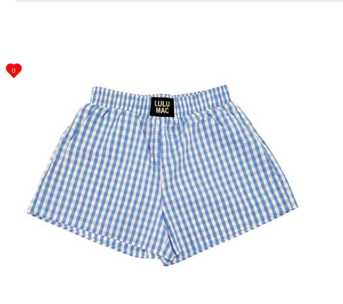 LULU MAC BXGH-LT BLUE GINGHAM BOXER SHORT