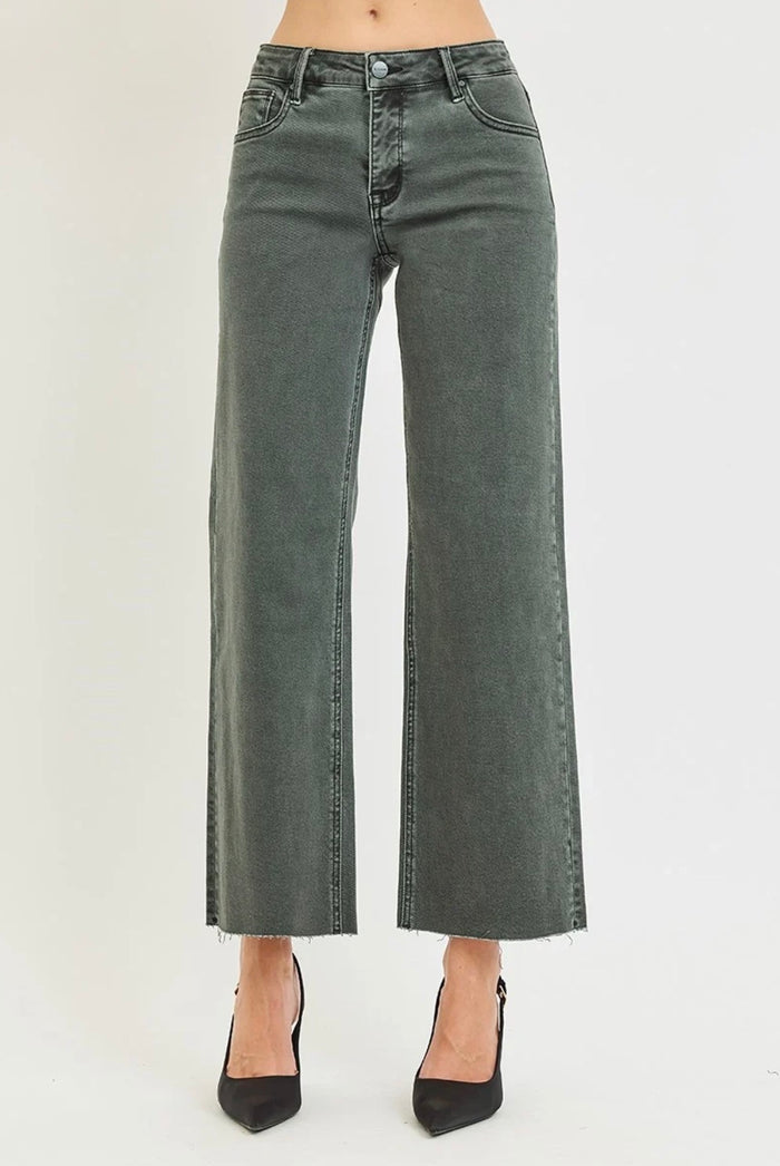 Risen Jeans | Tummy Control Mid Rise Ankle Straight Forest Shadow