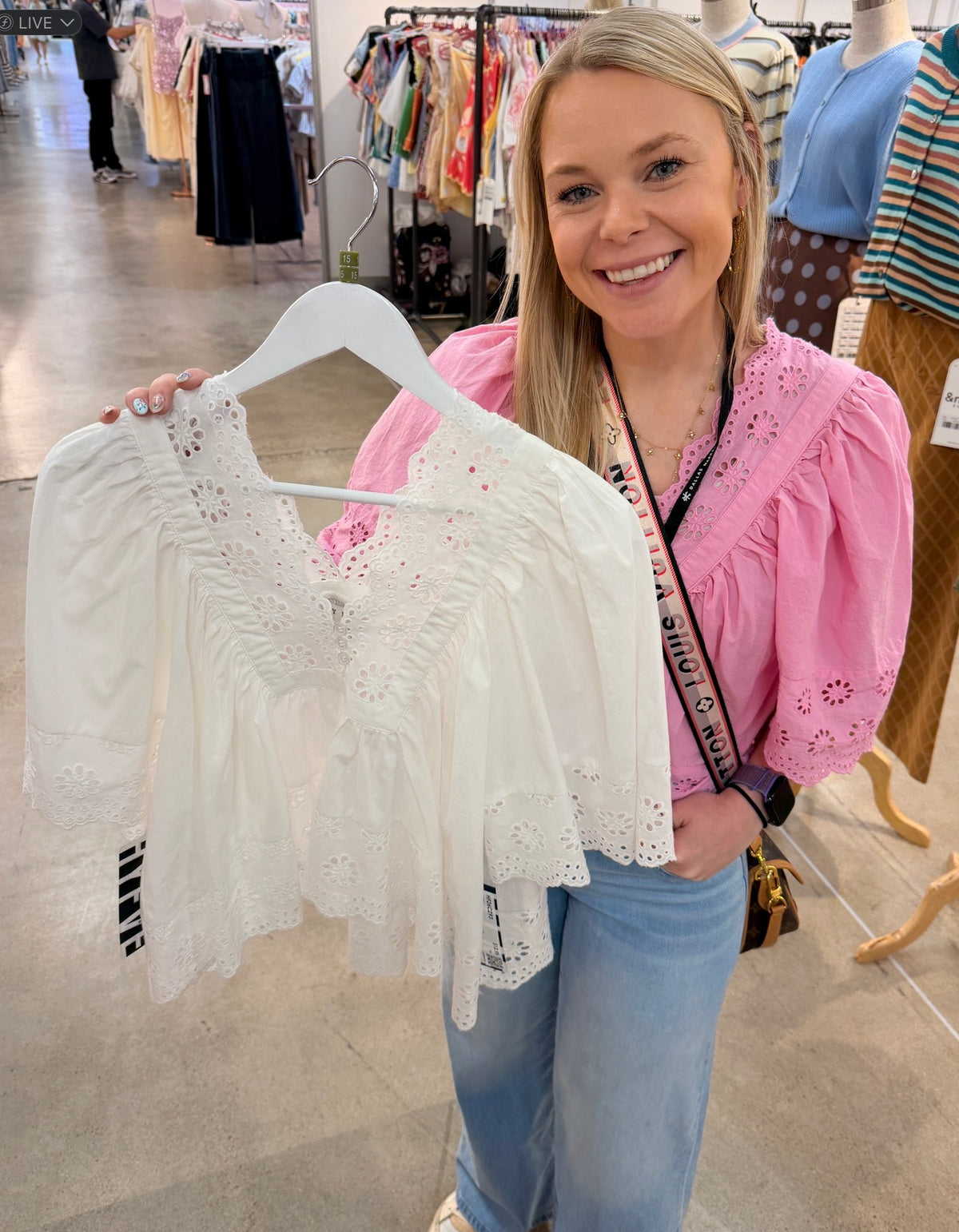 Eyelet Button Flowy Top