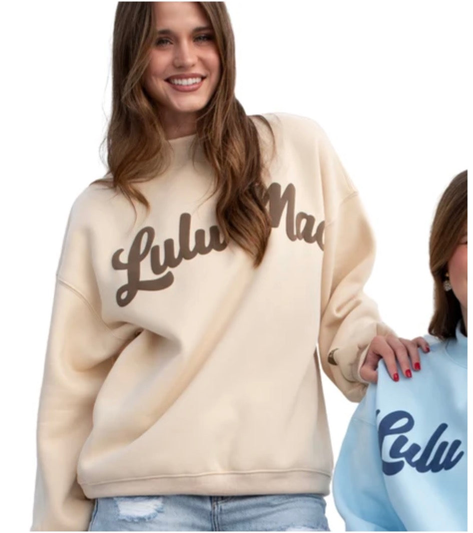 LULU MAC SCRIPT SWEATSHIRT CREAM/BROWN