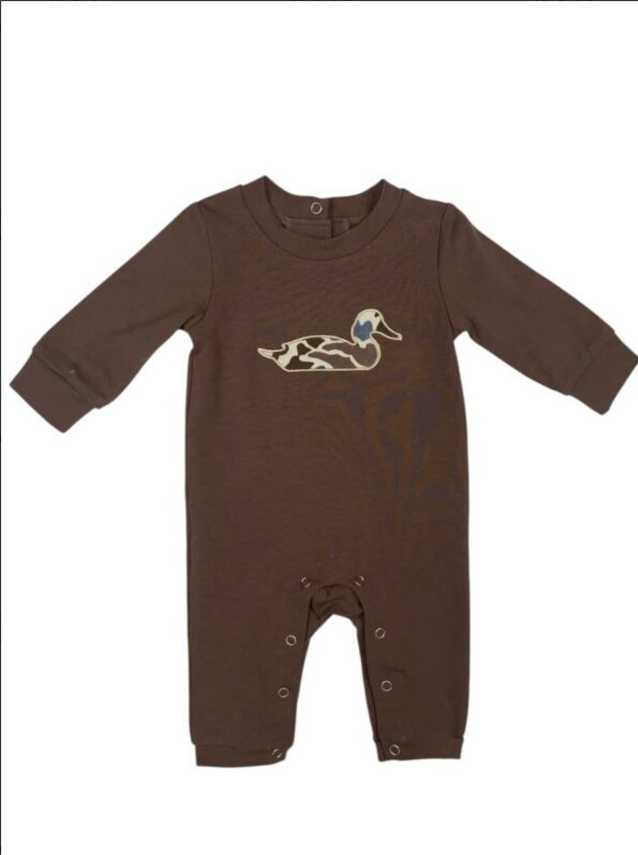 Banana Split Camo Duck Applique Romper
