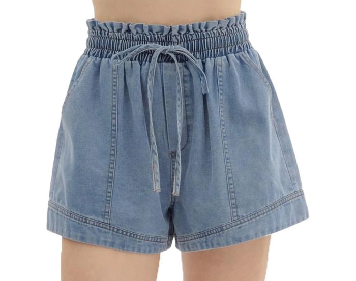 Women's Denim High Waist Front Tie Shorts