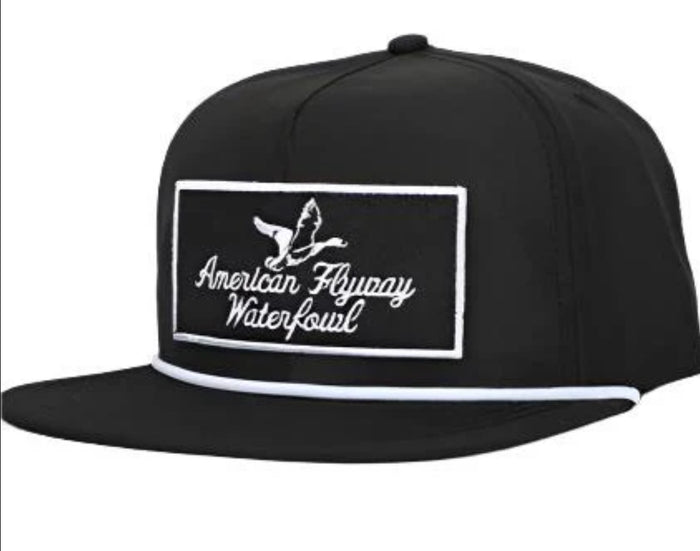 American Flyway Waterfowl - Throwback Vintage Rope Hat Black with White Rope