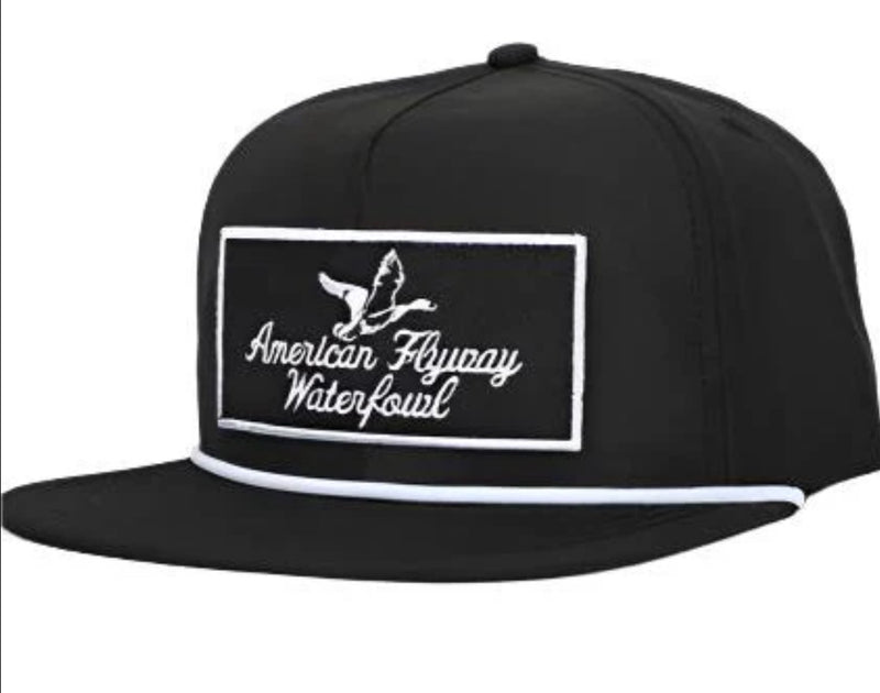 American Flyway Waterfowl - Throwback Vintage Rope Hat Black with White Rope