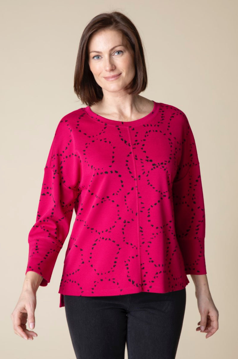 HABITAT CIRCLE KNIT JQRD BOXY CREW MERLOT