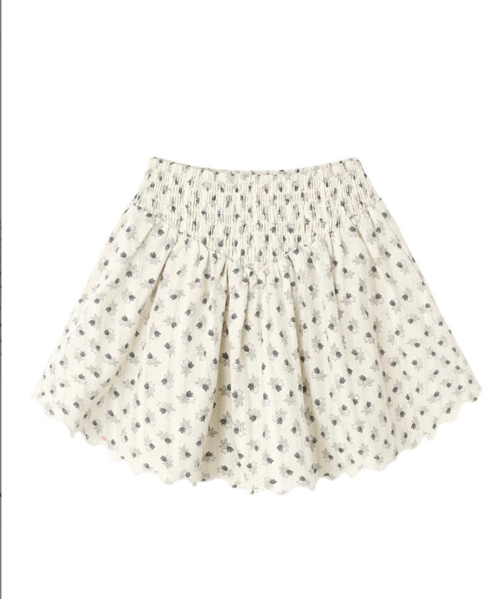 RYLEE & CRU SMOCKED V MINI SKIRT VINTAGE FLEUR