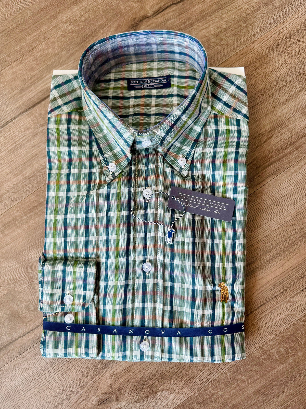 Southern Casanova- LS Button Down-granite green check