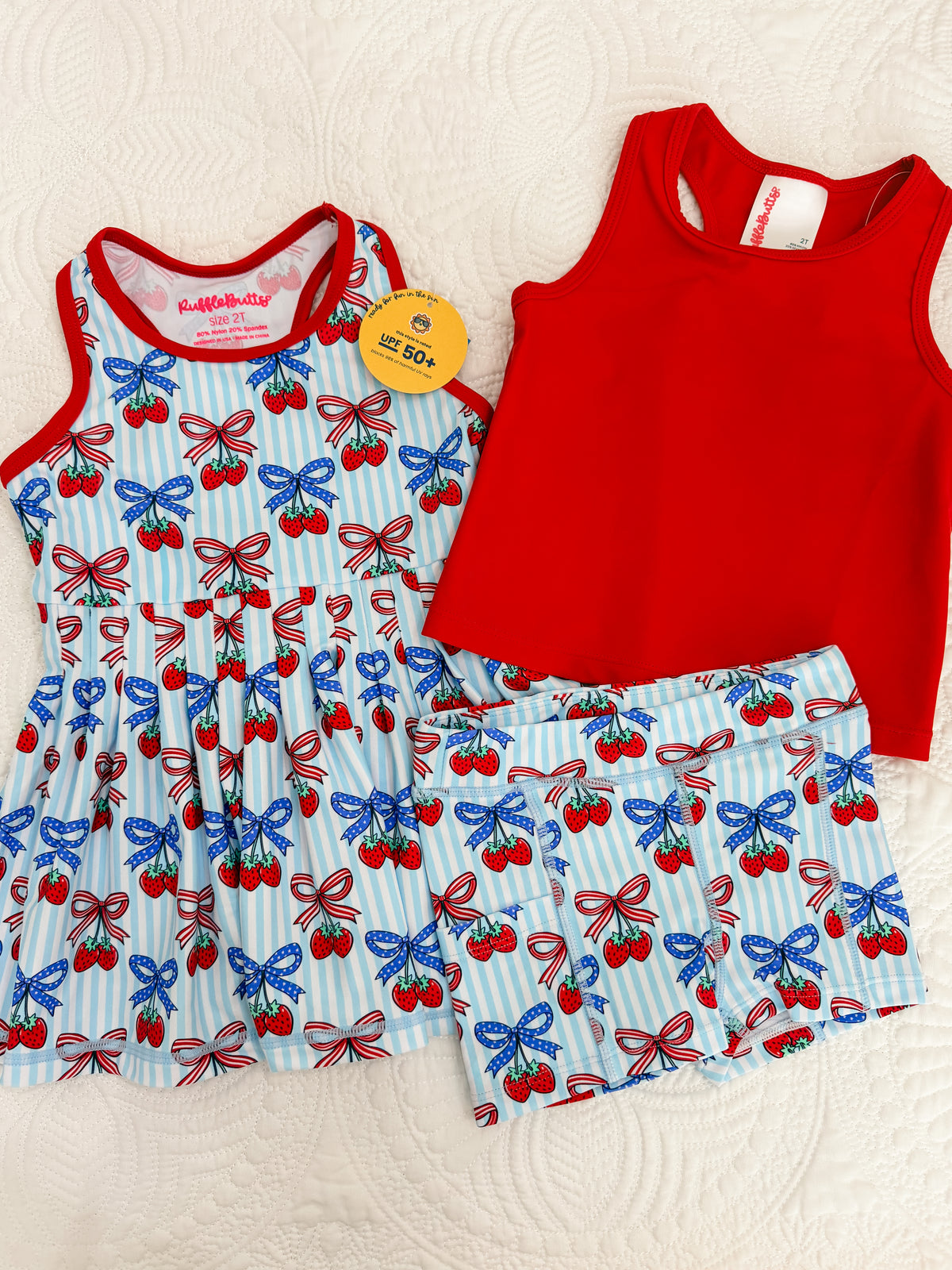 RuffleButts Sleeveless Zip Ruffle Sleeve Active Dress Berries & Bows