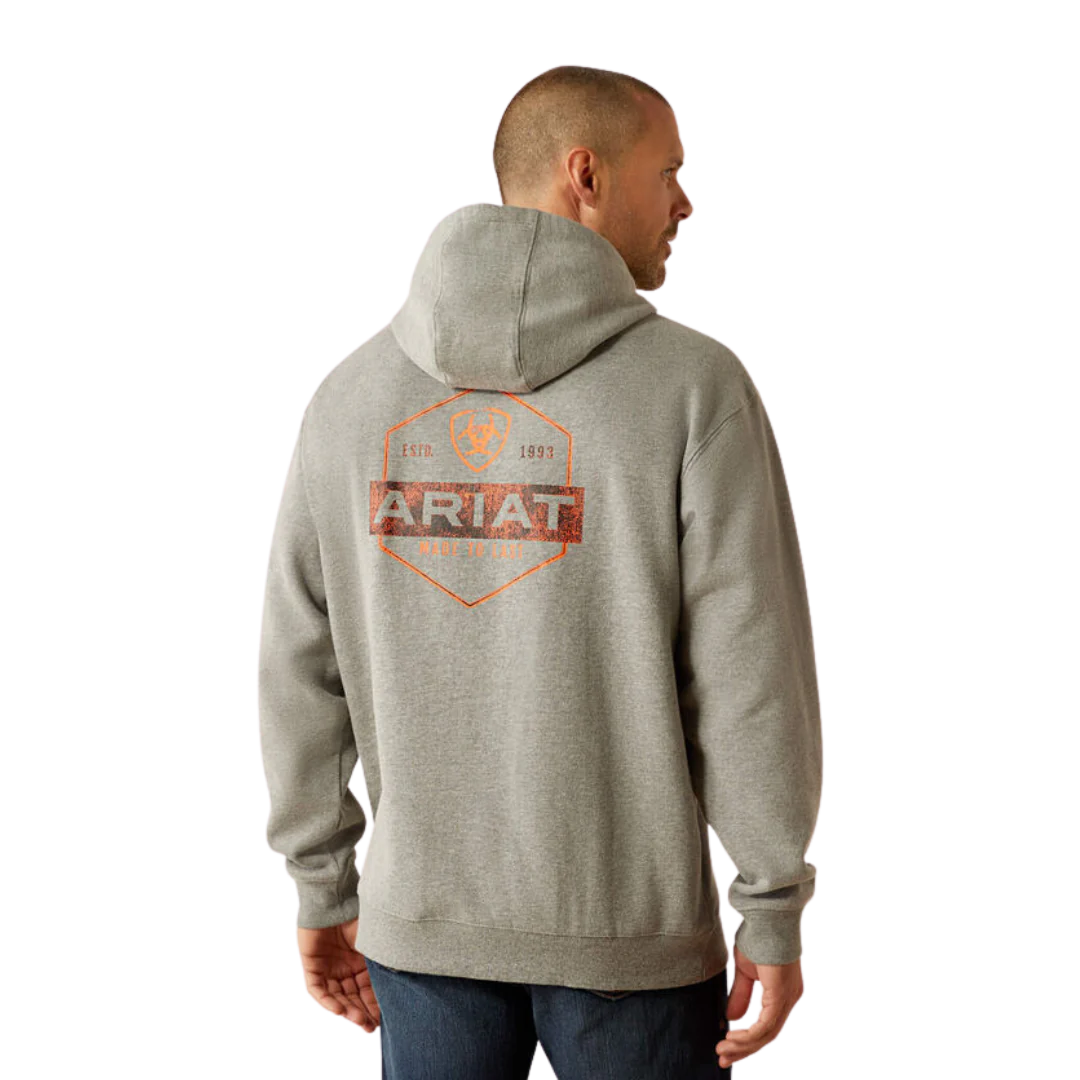 ARIAT-MEN'S BOLD HEX GREY HEATHER HOODIE