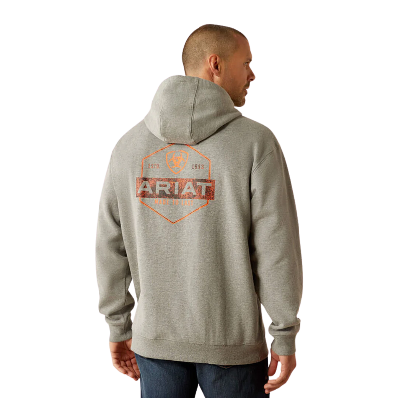 ARIAT-MEN'S BOLD HEX GREY HEATHER HOODIE