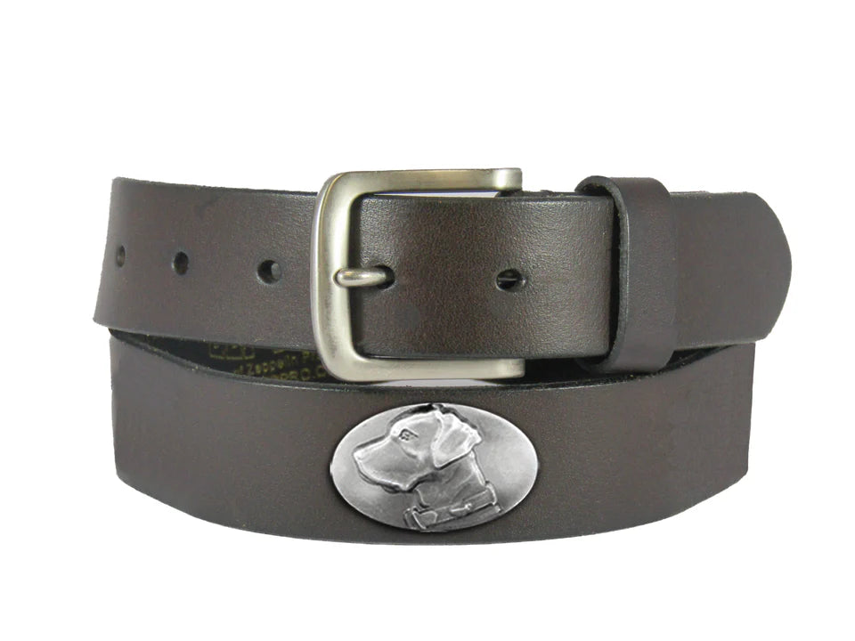 LAB MEN'S BROWN LEATHER CONCHO BELT