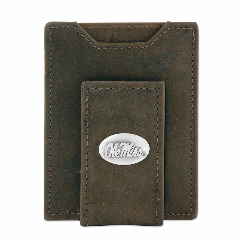 Zep-Pro - OLE MISS LEATHER MAGNETIC FRONT POCKET WALLET