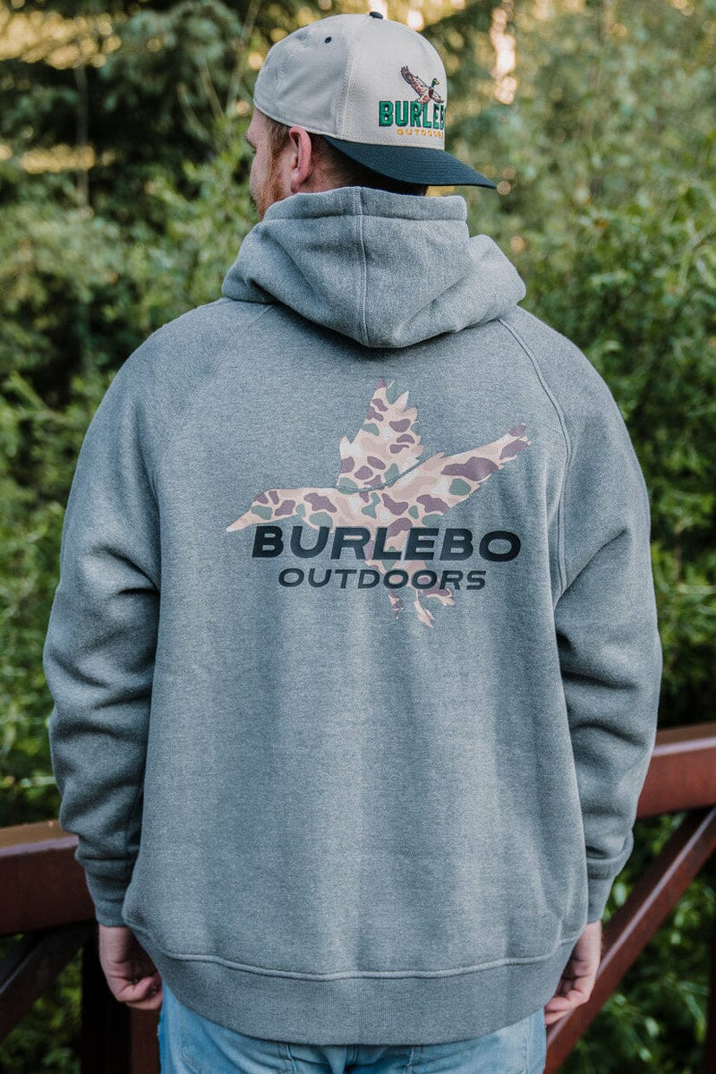 Burlebo-Fleece Hoodie - Pintail Diving Duck - Dark Heather Grey