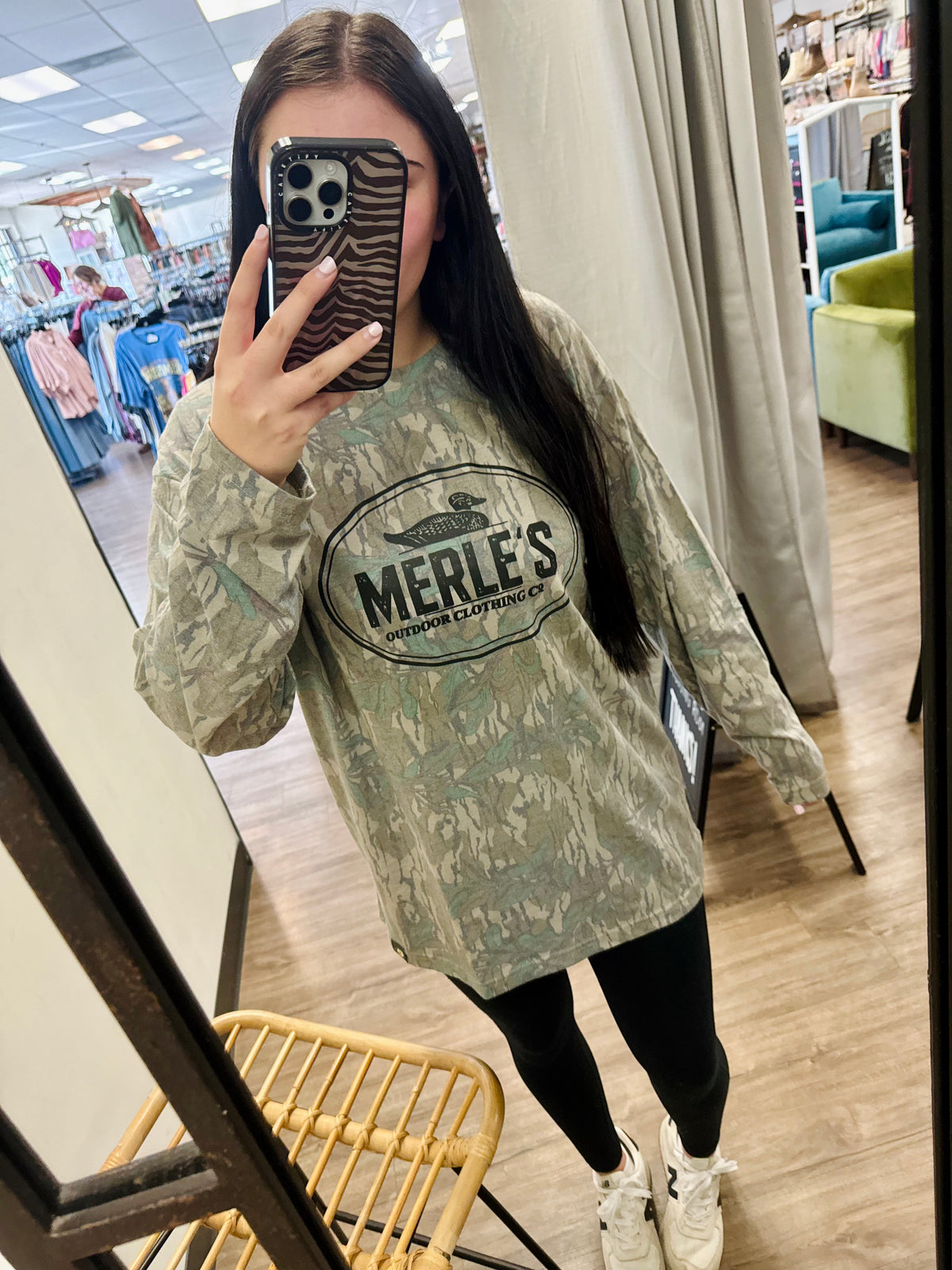 Merle’s mossy oak greenleaf LS shirt