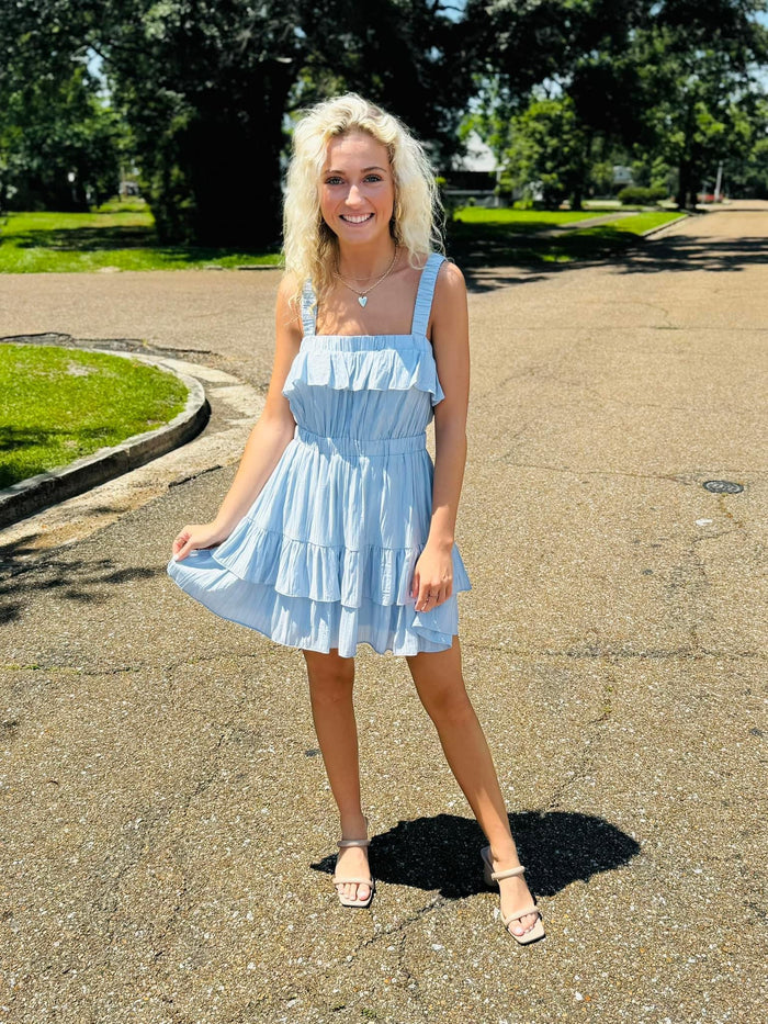 MONOCHROMATIC RUFFLED MINI DRESS