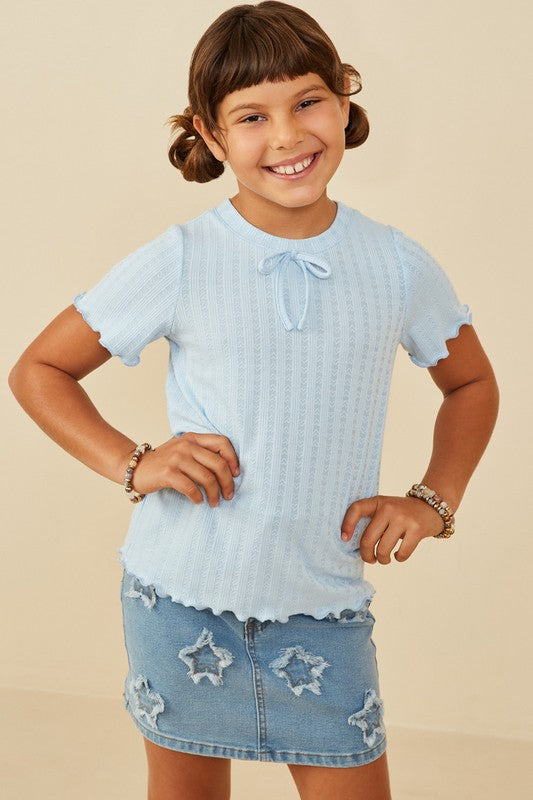 Girls Heart Stitched Merrow Detail Knit Top