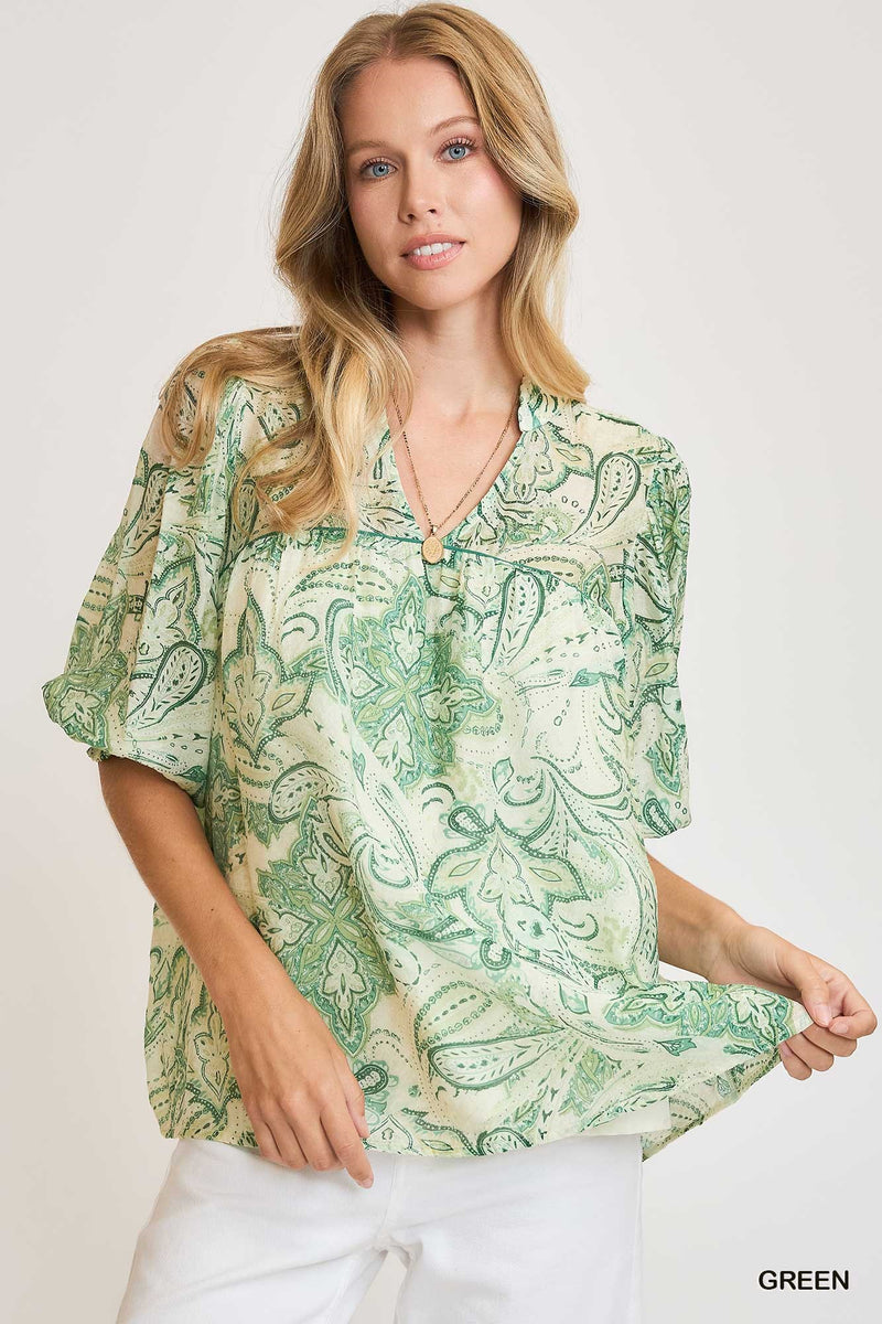 Floral Paisley Print Top