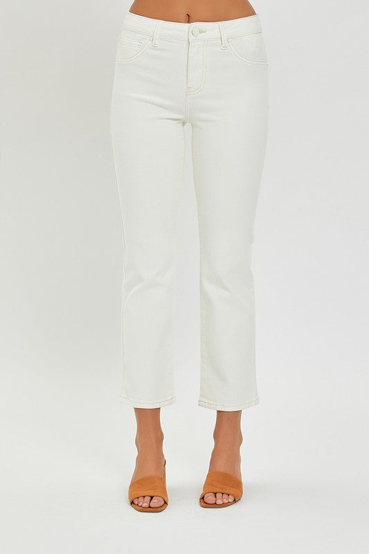 RISEN MID RISE STRAIGHT CROP ANKLE PANTS