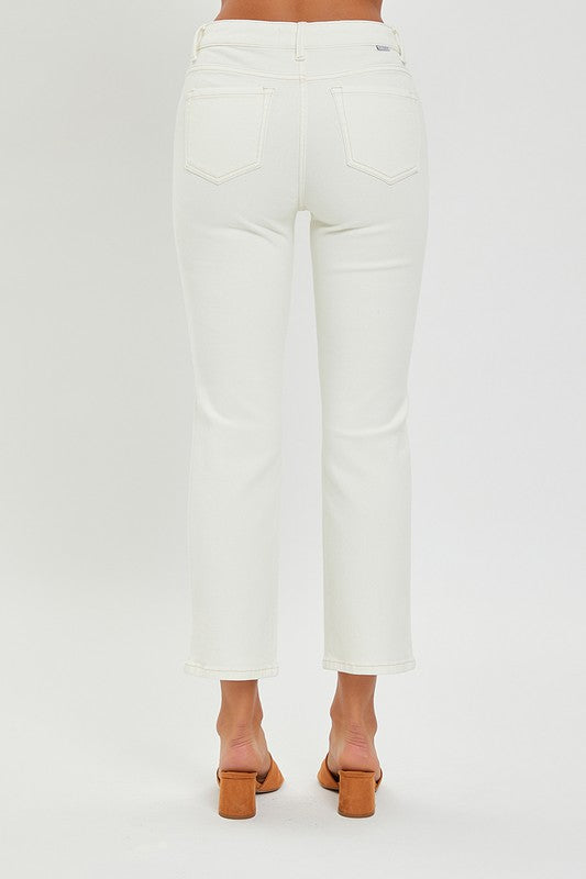 RISEN MID RISE STRAIGHT CROP ANKLE PANTS