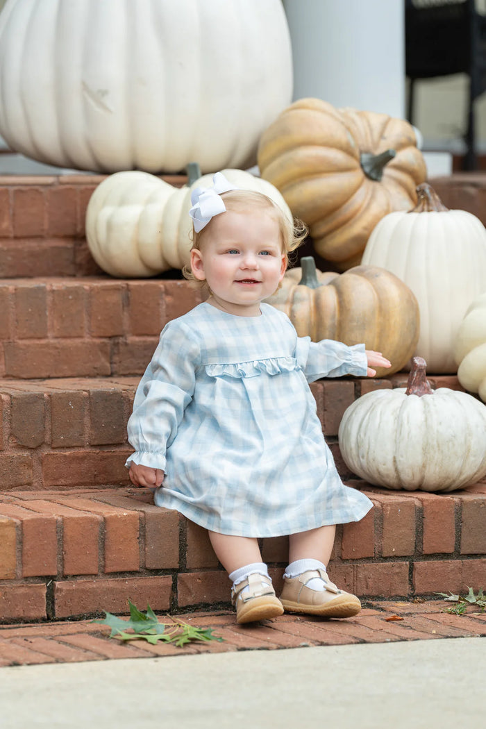 DANIELLE SOFT BLUE CHECK BLOOMER SET