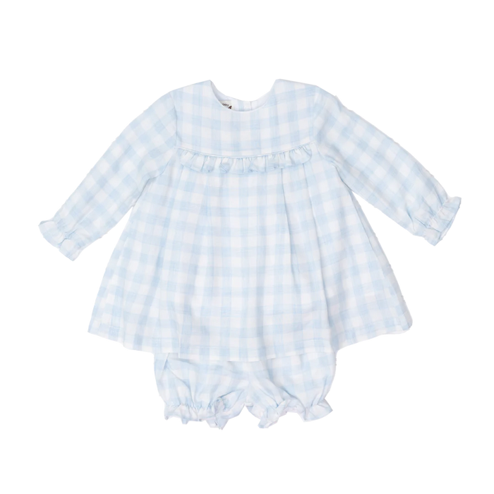 DANIELLE SOFT BLUE CHECK BLOOMER SET