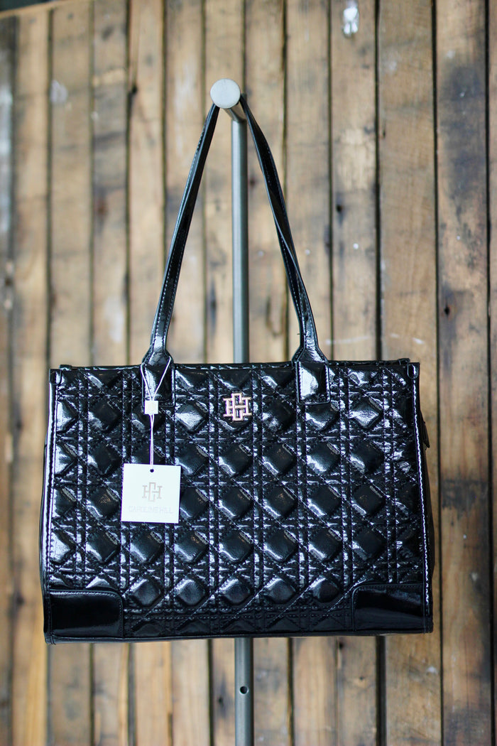 Caroline Hill Shane Tote Black Patent LQ