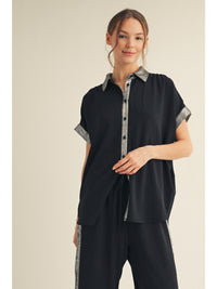 Drop shoulder button down loose fit top
