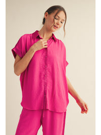 Drop shoulder button down loose fit top