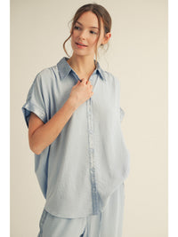 Drop shoulder button down loose fit top