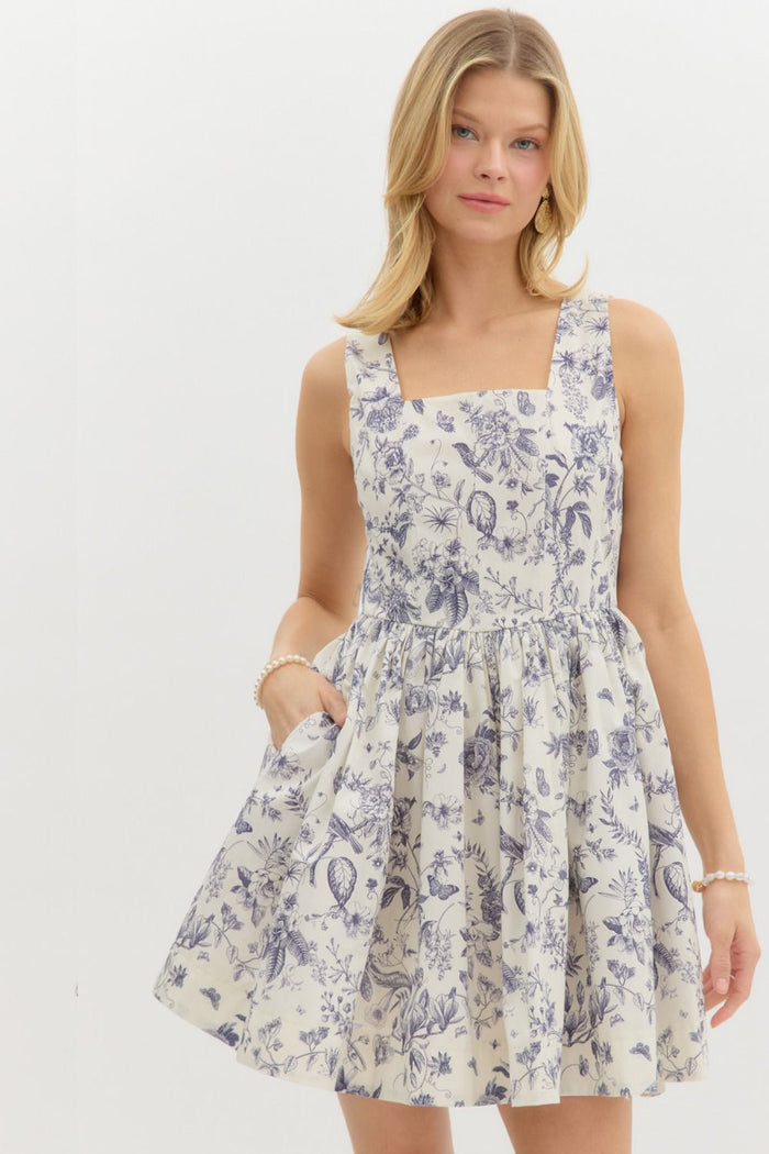 Floral print sleevless mini dress