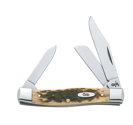 Case Knives-AMBER BONE MEDIUM STOCKMAN CS