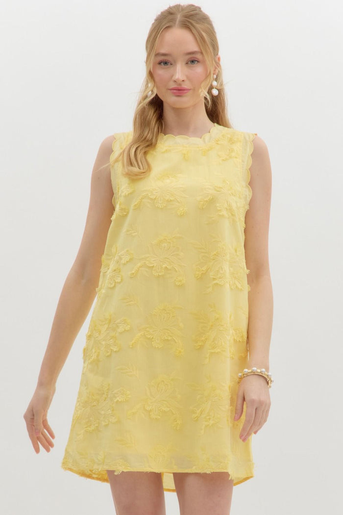 3D floral appliqué sleeveless pullover mini dress